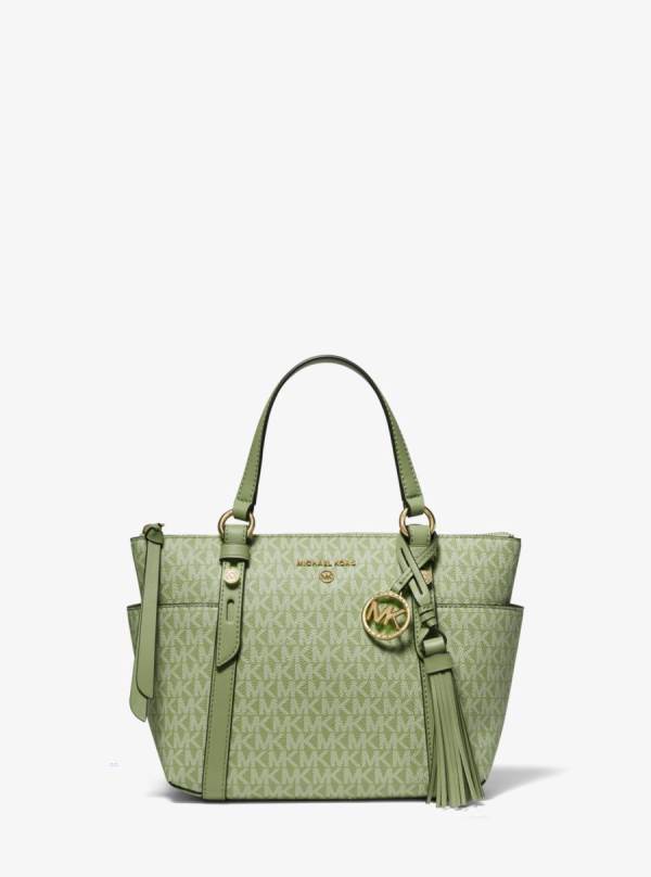 Damske Prenosná Taška Michael Kors Sullivan Small Logo Top-Zip Svetlo Olivovo Zelená - Kabelky Michael Kors Obchod | CTFSK-5618